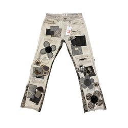 Grey flower denim
